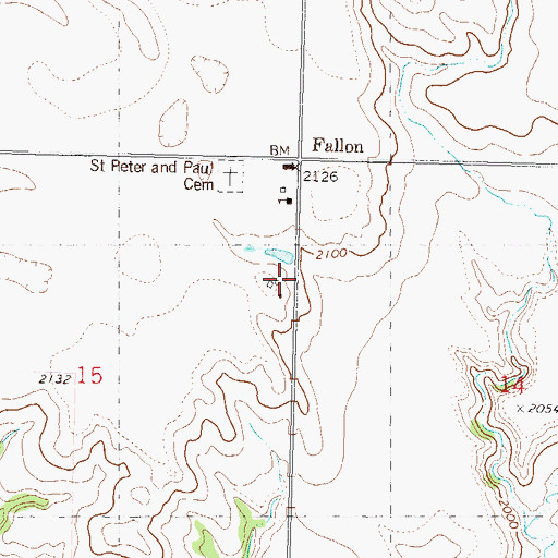 Topographic Map of Fallon, ND