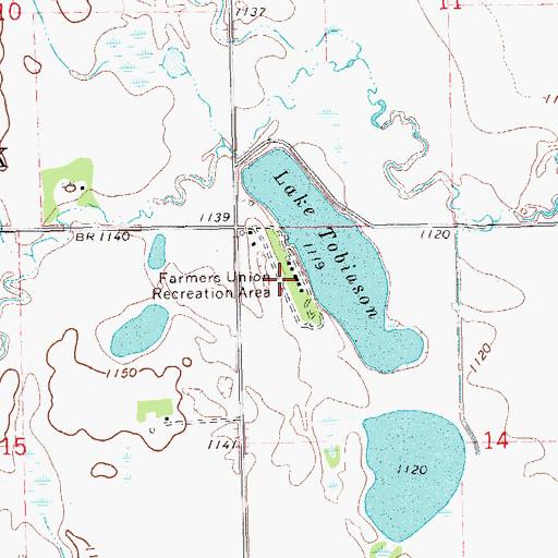 Topographic Map of Farmers Union Recreation Area, ND