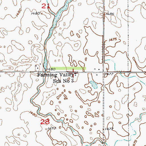 Topographic Map of Farming Valley School Number 3, ND
