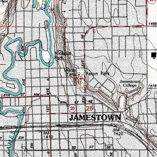 Topographic Map of Feton Park, ND