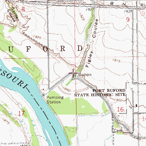 Topographic Map of Figley Coulee, ND