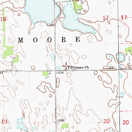 Topographic Map of Fillmore Church, ND