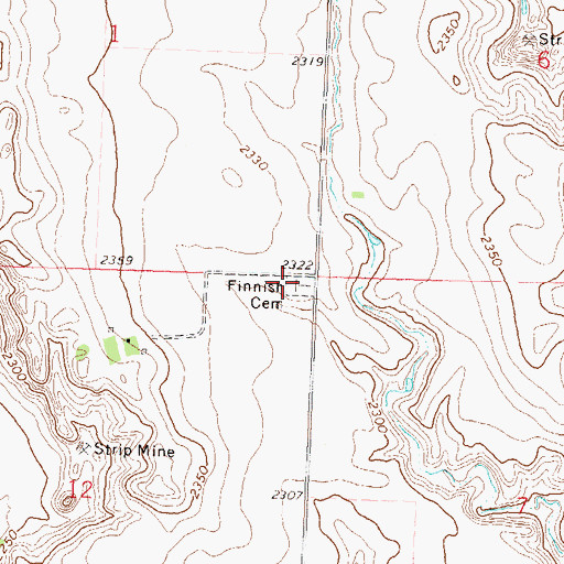 Topographic Map of Finnish Cemetery, ND
