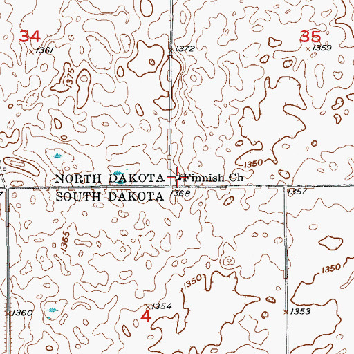 Topographic Map of Finnish Church, ND