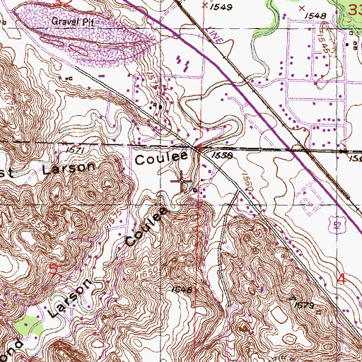 Topographic Map of First Larson Coulee, ND