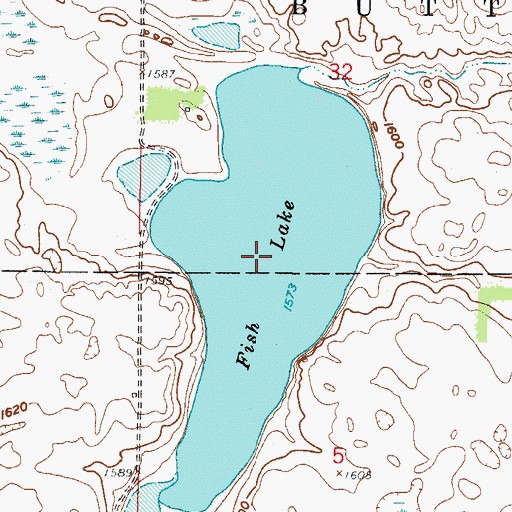 Topographic Map of Fish Lake, ND