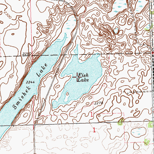 Topographic Map of Fish Lake, ND