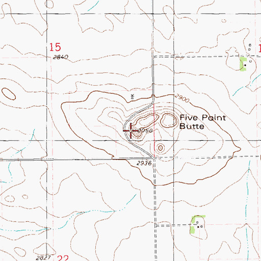 Topographic Map of Five Point Butte, ND