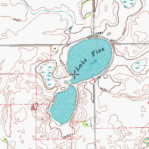 Topographic Map of Lake Five, ND