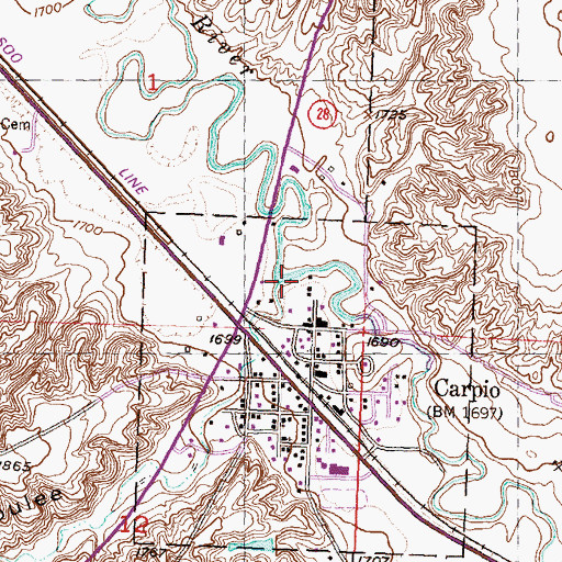 Topographic Map of Flaten Coulee, ND