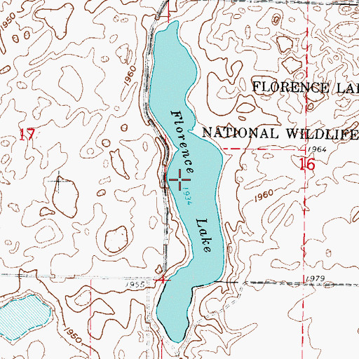 Topographic Map of Florence Lake, ND