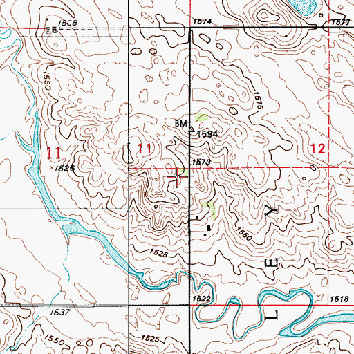 Topographic Map of Foothills School, ND