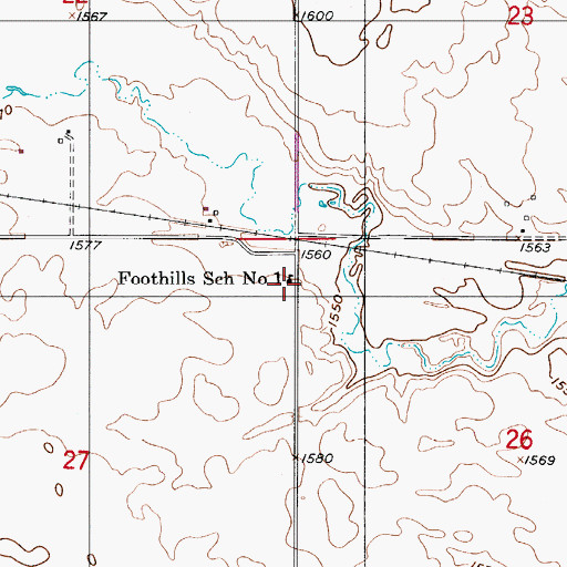 Topographic Map of Foothills School Number 1, ND