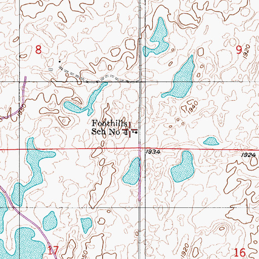Topographic Map of Foothills School Number 4, ND