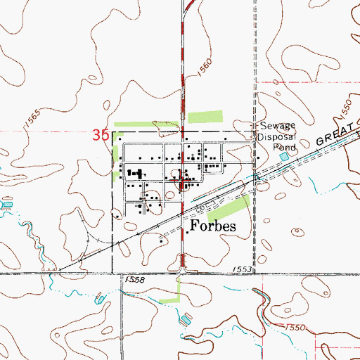 Topographic Map of Forbes, ND