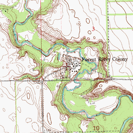Topographic Map of Forest River Colony, ND