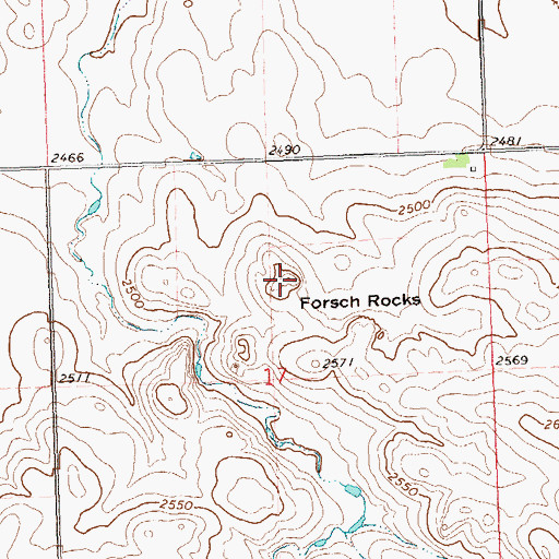 Topographic Map of Forsch Rocks, ND