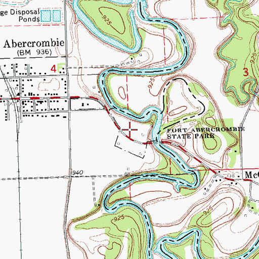 Topographic Map of Fort Abercrombie State Park, ND