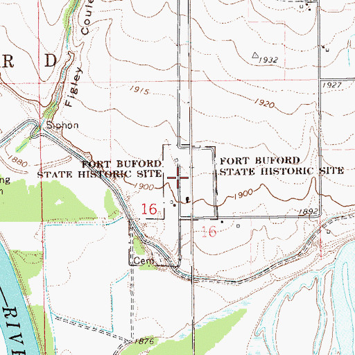 Topographic Map of Fort Buford State Historic Site, ND
