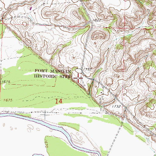 Topographic Map of Fort Mandan Historic Site, ND