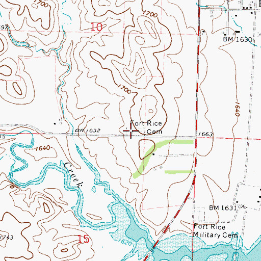 Topographic Map of Saint Marys Cemetery, ND