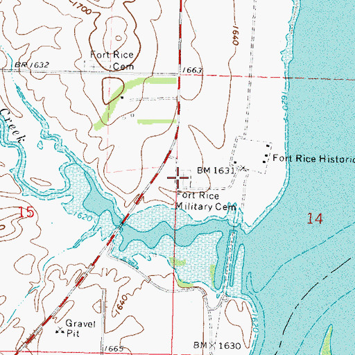 Topographic Map of Fort Rice Cemetery, ND