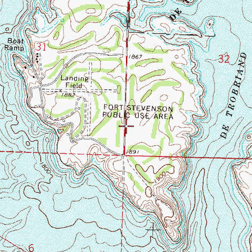 Topographic Map of Fort Stevenson Public Use Area, ND