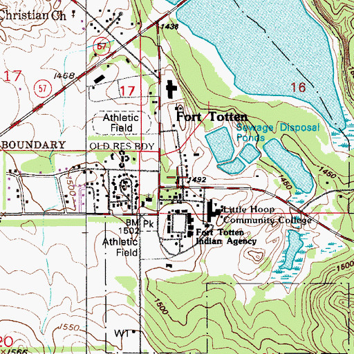 Topographic Map of Fort Totten, ND