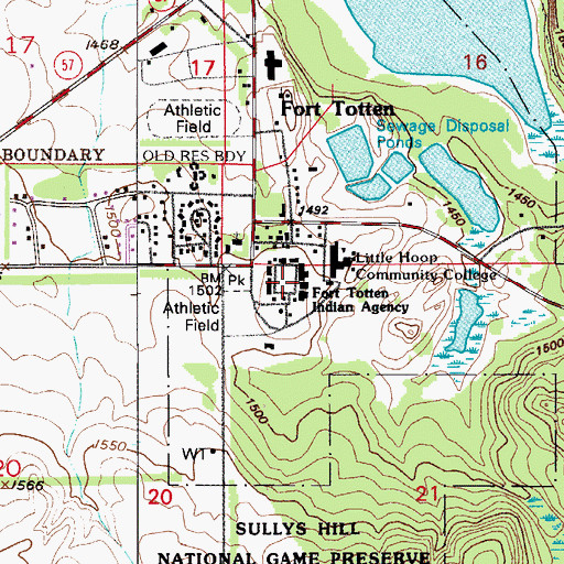 Topographic Map of Fort Totten Indian Agency, ND