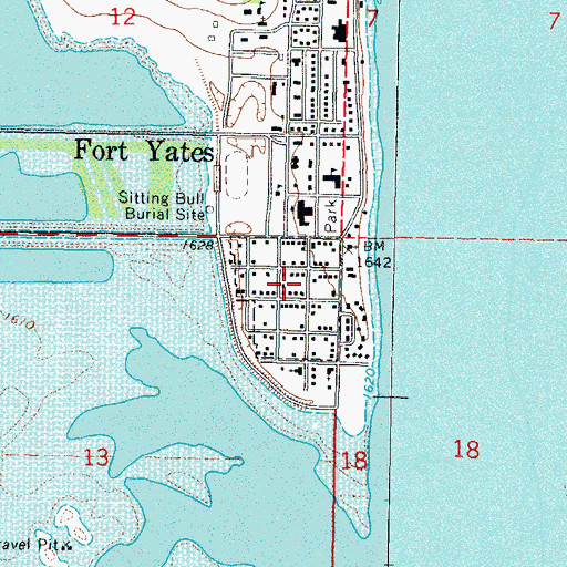Topographic Map of Fort Yates, ND