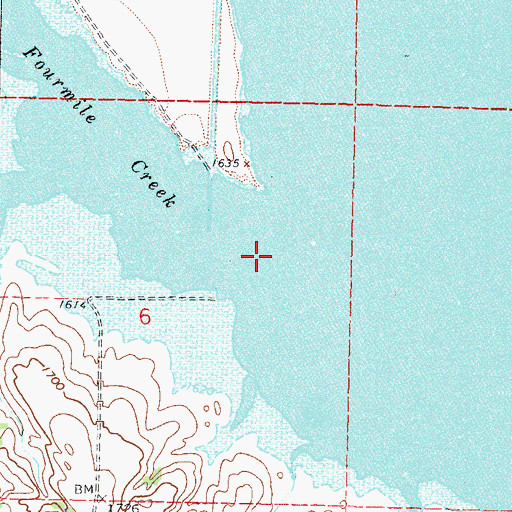 Topographic Map of Fourmile Creek, ND