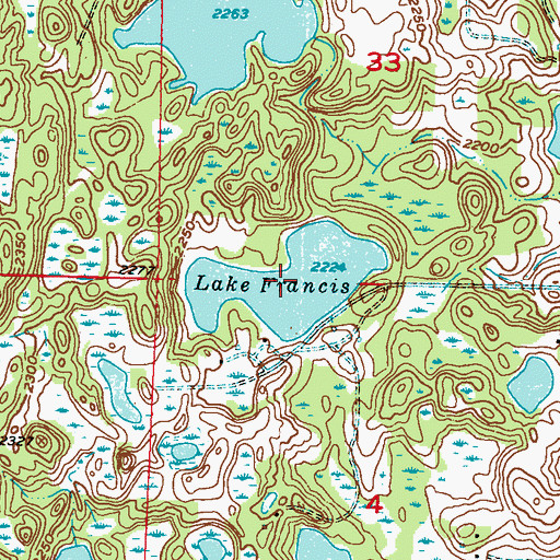 Topographic Map of Lake Francis, ND