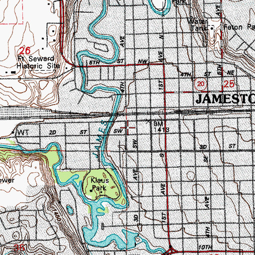 Topographic Map of Franklin School, ND