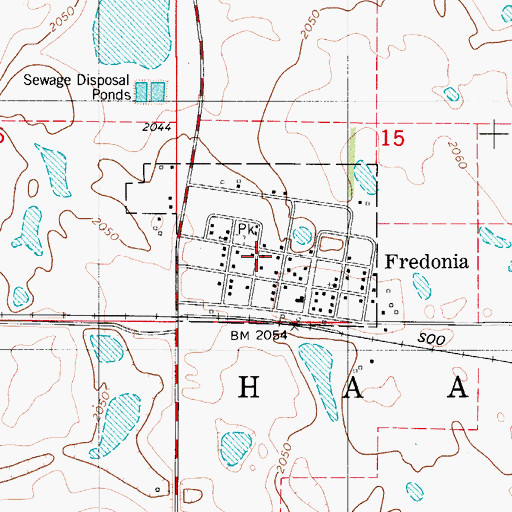 Topographic Map of Fredonia, ND