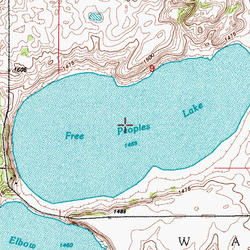 Topographic Map of Free Peoples Lake, ND
