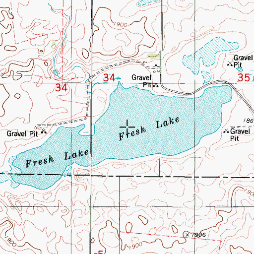 Topographic Map of Fresh Lake, ND