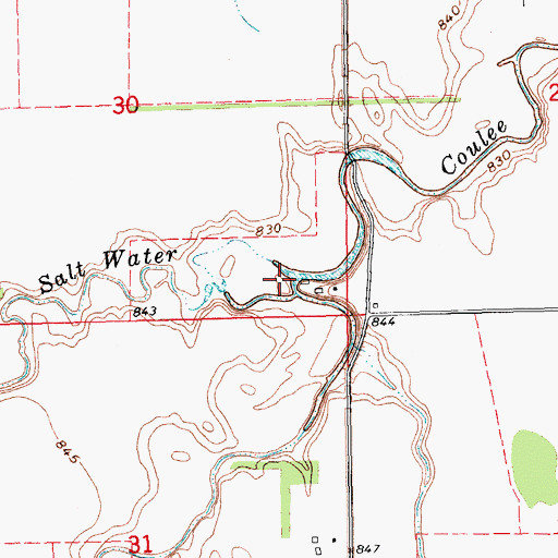 Topographic Map of Fresh Water Coulee, ND