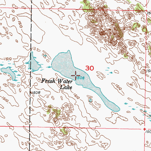 Topographic Map of Fresh Water Lake, ND