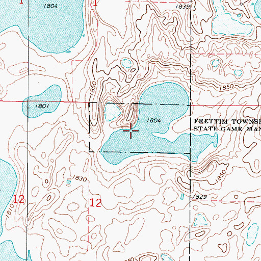 Topographic Map of Frettim Township State Management Area, ND