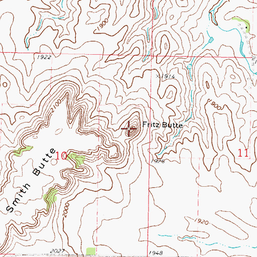 Topographic Map of Fritz Butte, ND