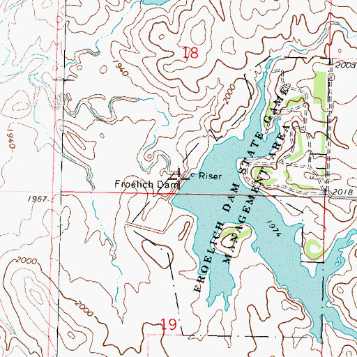 Topographic Map of Froelich Dam, ND