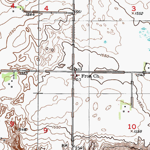 Topographic Map of Fron Church, ND