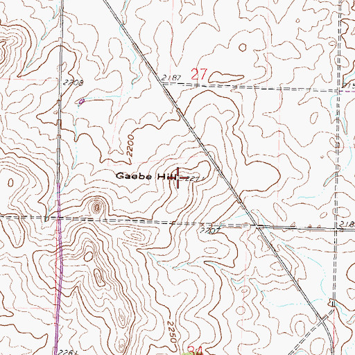 Topographic Map of Gaebe Hill, ND