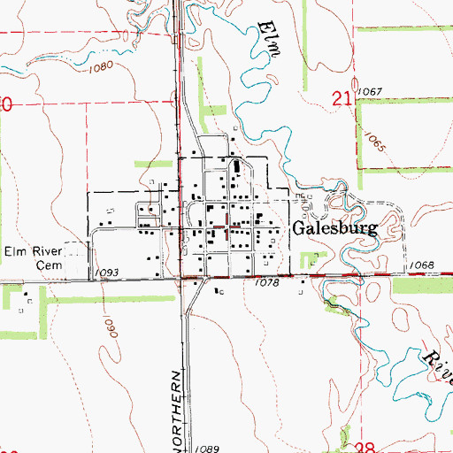 Topographic Map of Galesburg, ND