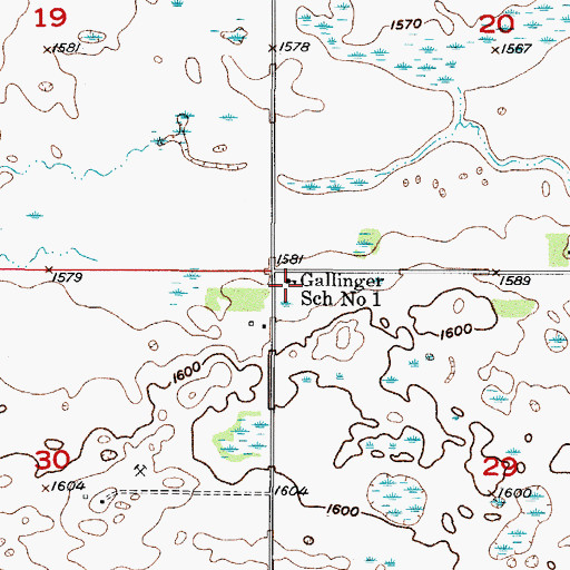 Topographic Map of Gallinger School Number 1, ND