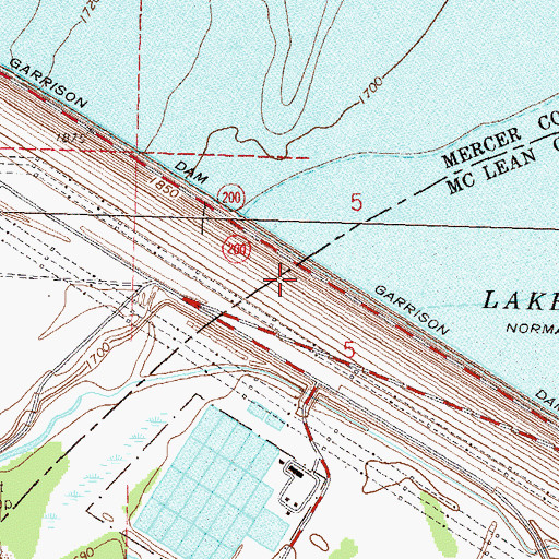 Topographic Map of Garrison Dam, ND