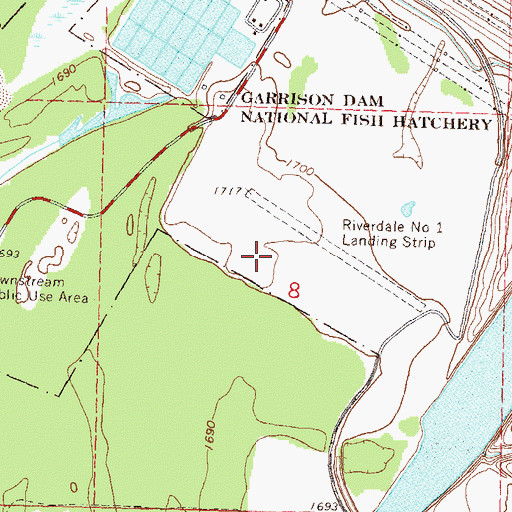 Topographic Map of Garrison Dam National Fish Hatchery, ND