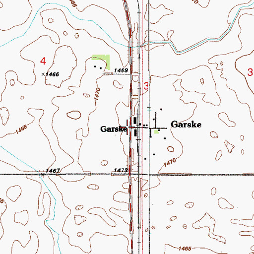 Topographic Map of Garske, ND