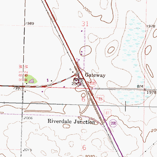 Topographic Map of Gateway, ND