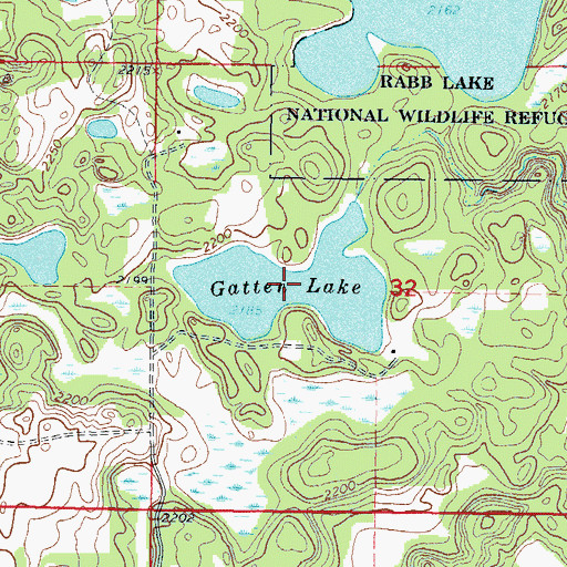 Topographic Map of Gatten Lake, ND